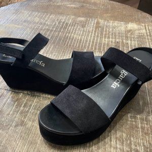 Pedro Garcia Dulce Black Suede Wedge Platform Sandal